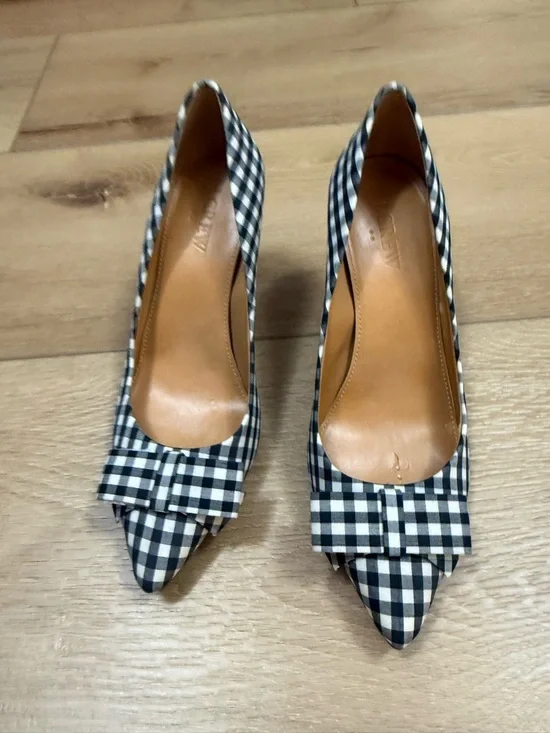 J crew Classic Black & White Gingham Pointed-Toe Pumps - Picture 1 of 5